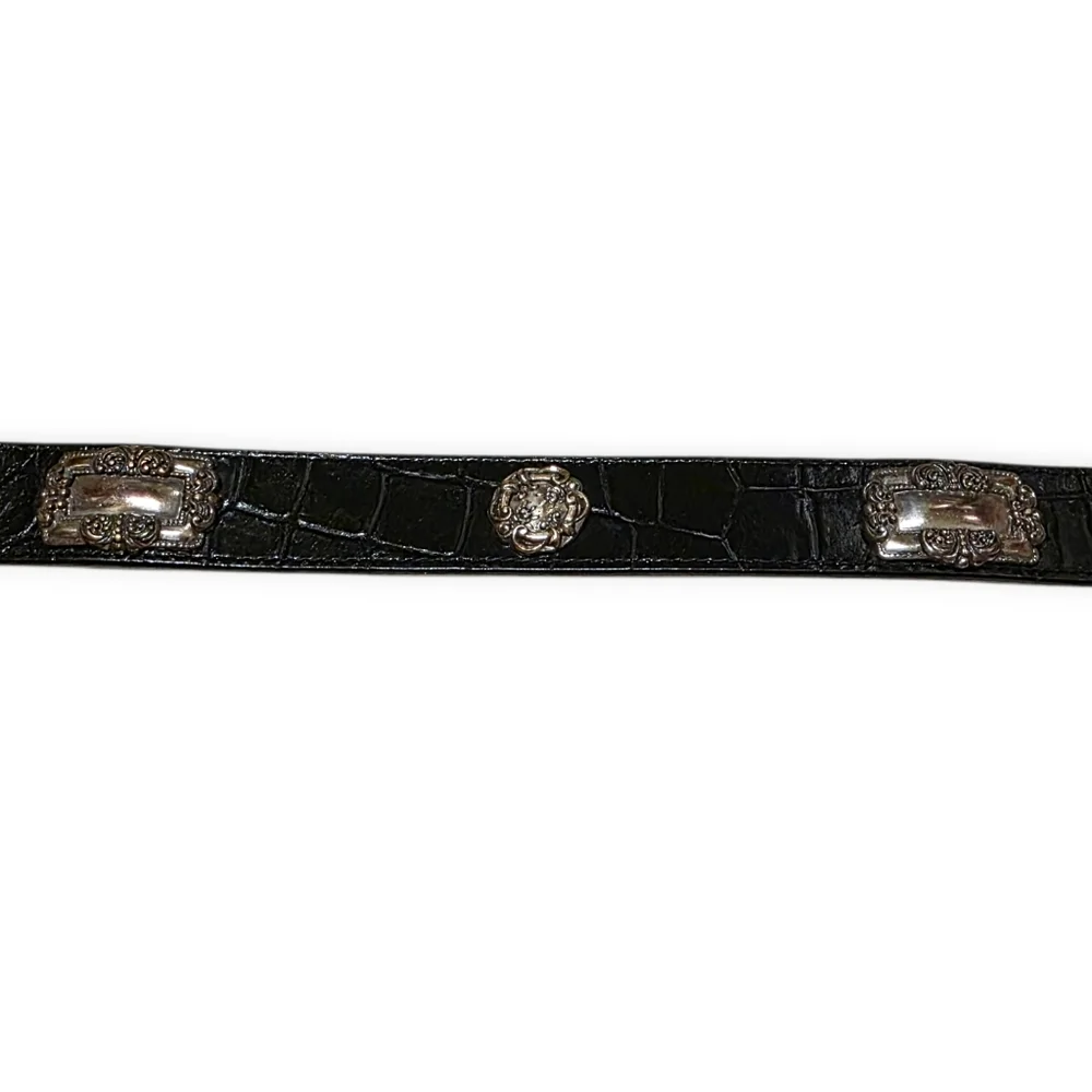 Brighton Black Belt With Silver Embossed Buckle And Detailing